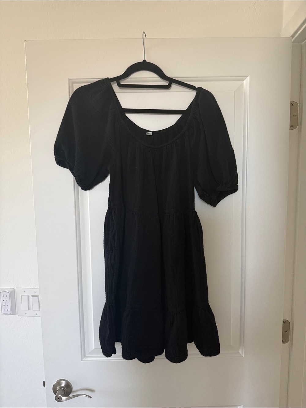 Old Navy Black Puff-Sleeve Mini Dress